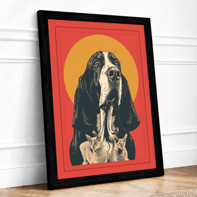 Sacred Basset Hound Retro - Framed Print