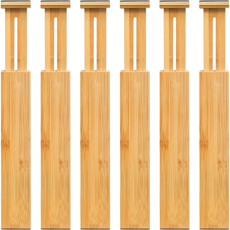 6-Pack Adjustable Bamboo Drawer Dividers