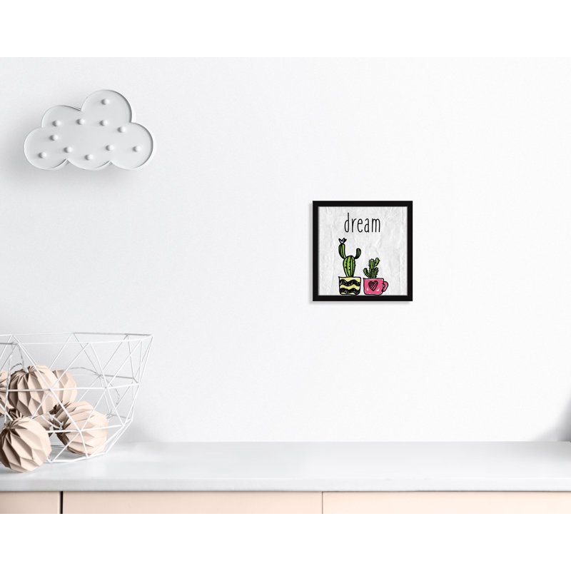 «Cacti A», art encadré, 12" H x 12" W x 1.18" D, Encadré de boîte noir