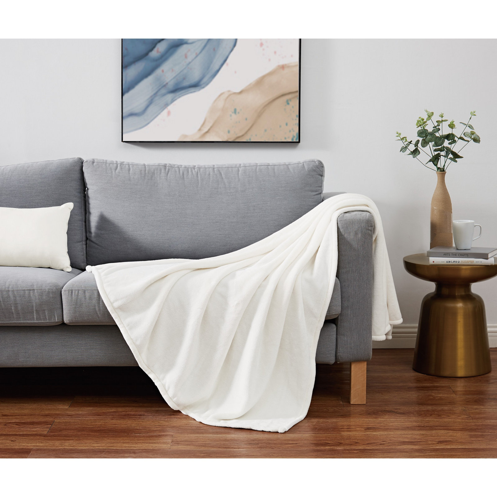 Balee Knitted Throw Blanket, Ivory, 50" W x 60" L