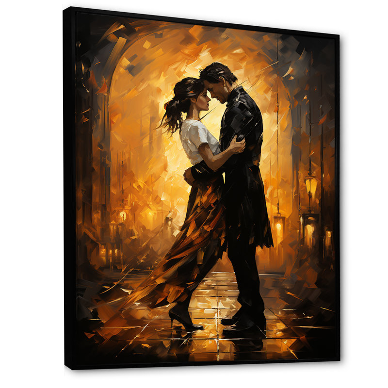 «Dance Tango Couple Harmony» sur toile, Cadre flottant noir, H 44 po x l 34 po