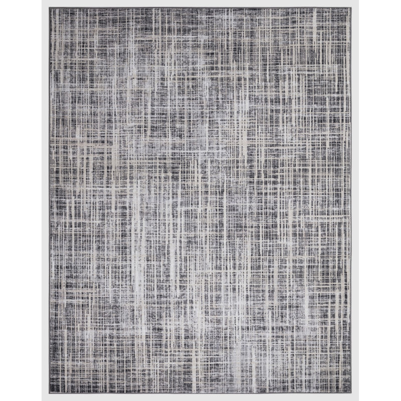 Tapis gris lavable et antidérapant Lyanne, Rectangle 7 pi 10 po x 10 pi