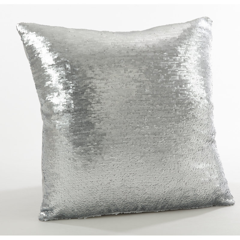 Sirun Collection Sequined Throw Pillow, Silver