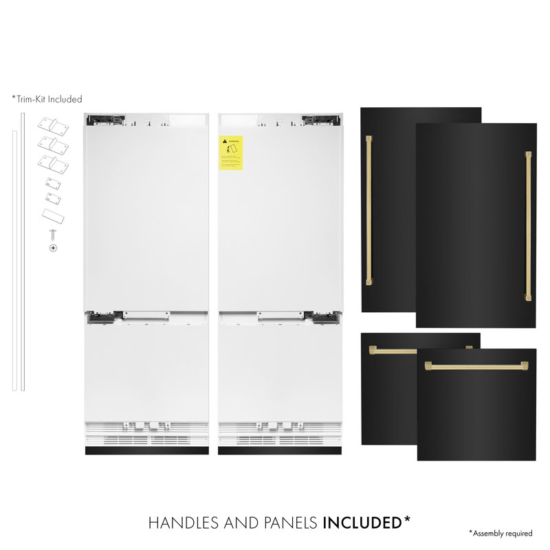 ZLINE 60" Autograph Edition 32.2 cu. ft. Built-in 4-Door French Door Refrigerator, Black Stainless Steel