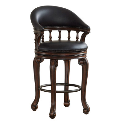 Swivel Upholstered Faux Leather Counter Stool with Solid Wood Frame