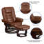Contemporary Leather Recliner with Horizontal Stitching and Ottoman with Swiveling Mahogany Wood Base-1525905149