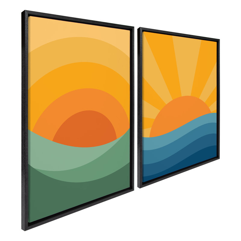 «Sunshine 1 and 2» par Carrie Cantwell, ensemble d'art mural sur toile encadrée, Noir