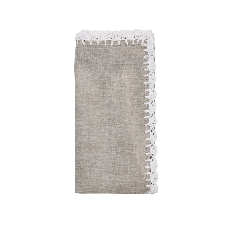 Shell Edge Napkin, Gray/White