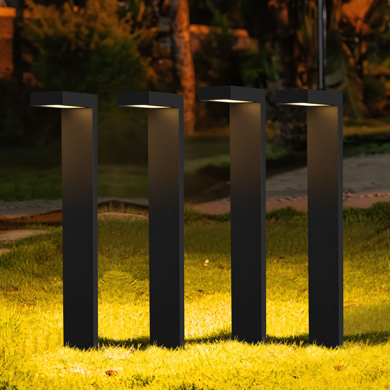 Lumières de chemin d'extérieur à DEL en aluminium noir basse tension, H 16 po x l 2,5 po x P 4,75 po