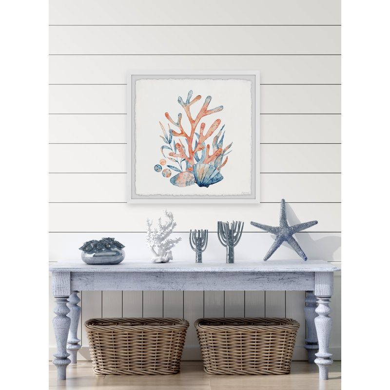 «Coral and Shells», reproduction encadrée, H 12 po x l 12 po x P 1,5 po