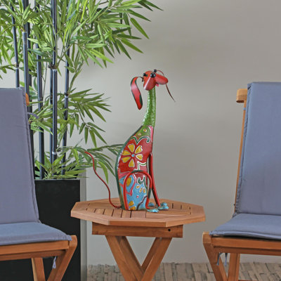 Sculpture de jardin intérieure et extérieure multicolore en métal avec motif floral