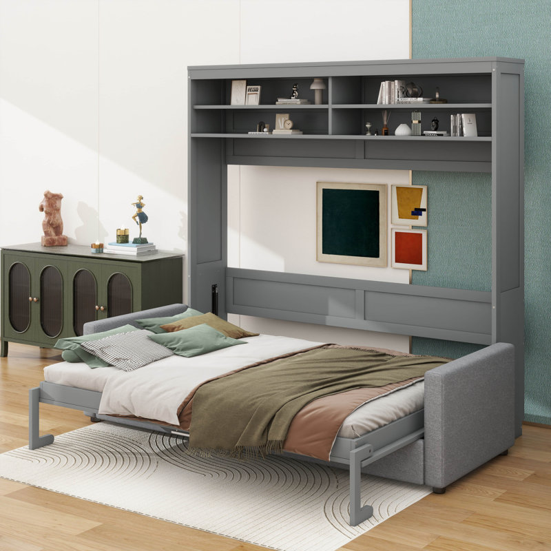 Murphy Bed Wall Bed With Sofa, Gray