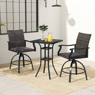 Ensemble de 3 barres de patio pivotantes en osier avec mousse à séchage rapide