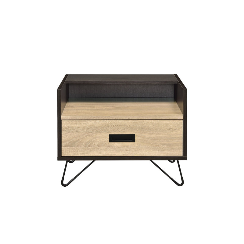 Melkree Oak & Black Finish Accent Table With Display & Utility Function