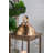 S/2 Brown Wooden Lanterns With Clear Glass Panels And Gold Metal Dome Accents L:14x14x28.5" S:11x11x23"