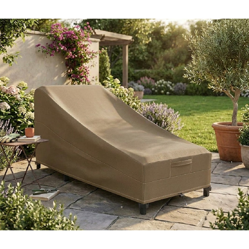 Premium Chaise Lounge Chair Cover - Breathable, Heavy-Duty Cover with Water-Resistant PVC liner, Adjustable Elastic Hem, Click-Close Straps, and Air Vents - Goodman Collection