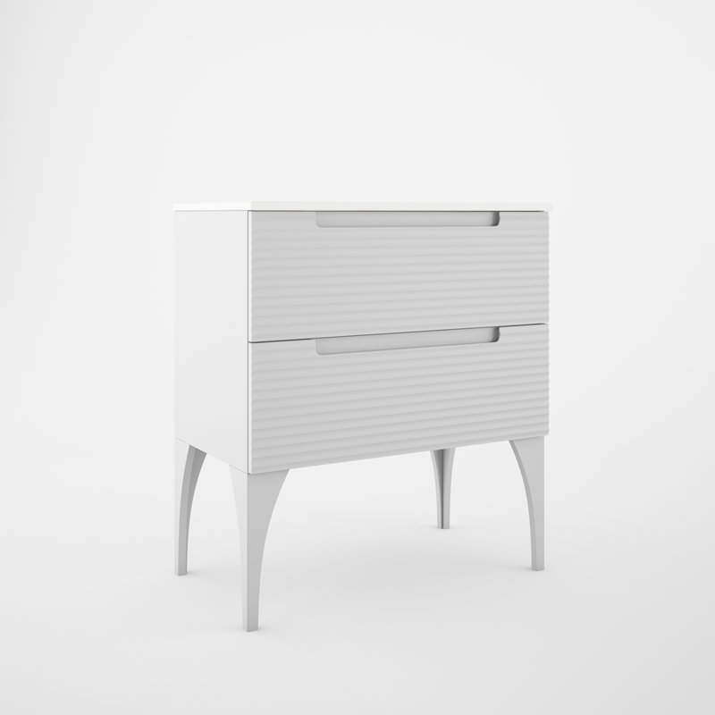 Meuble-lavabo sur pied simple 32 po avec plateau en résine Moncler, Blanc, Blanc