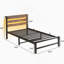 Twin Size Metal Platform Bed Frame with Headboard, USB Ports, RGB LED Lights, Storage, No Box Spring Needed, Brown-1881343046-1881343043