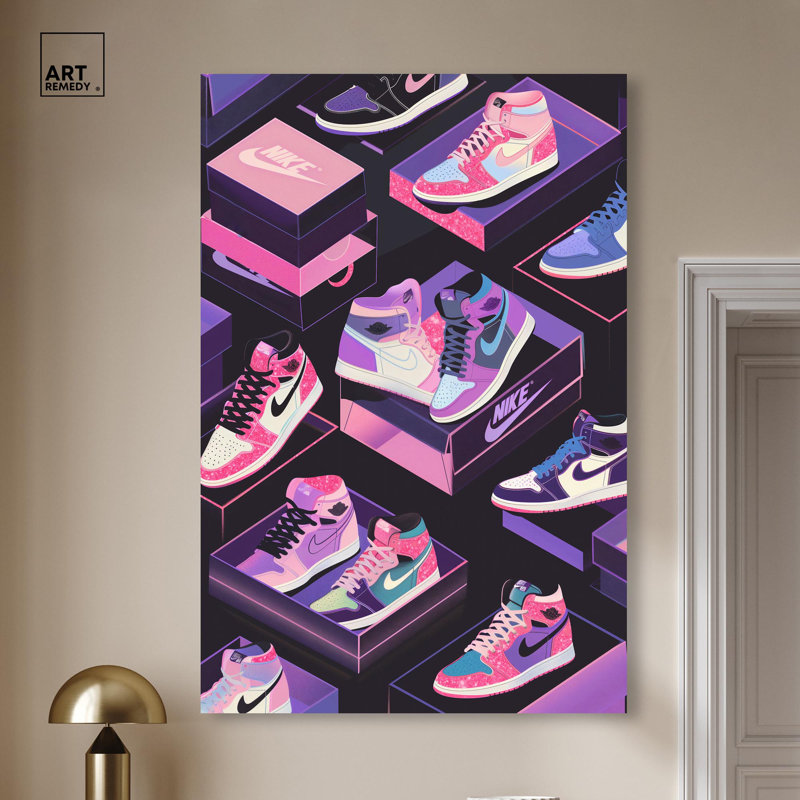«Neon Pastels Sneakers» par Art Remedy, H 54 po x l 36 po, Toile tendue
