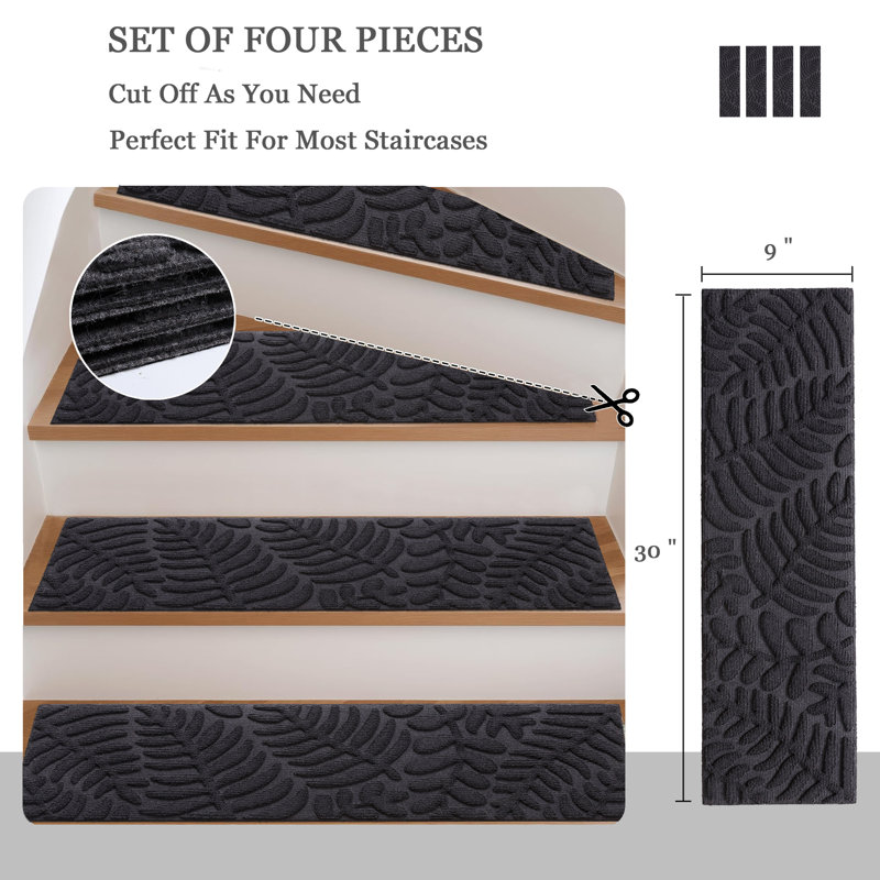 Non-Slip Stair Tread, Rectangle 22.9cm x 76.2cm, Dark Grey