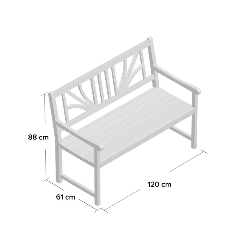 Adish Wooden Bench, 88cm H x 120cm W x 61cm D