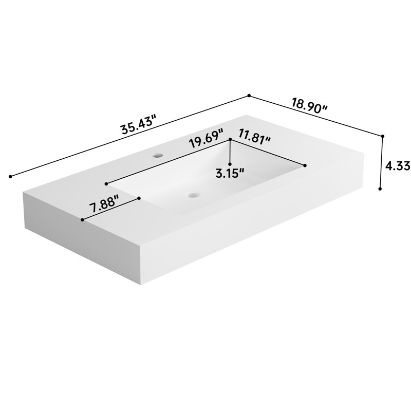 Résine de pierre, surface solide, meuble-lavabo de salle de bain, adaptabilité spatiale, options d'installation de mur ou de comptoir de haute qualité, conception aux bords nets, bonne capacité de drainage, ajustement parfait