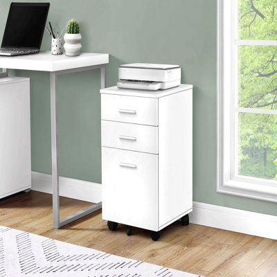 Laminate Contemporary Rolling File Cabinet With Storage Drawers & Printer Stand For Office