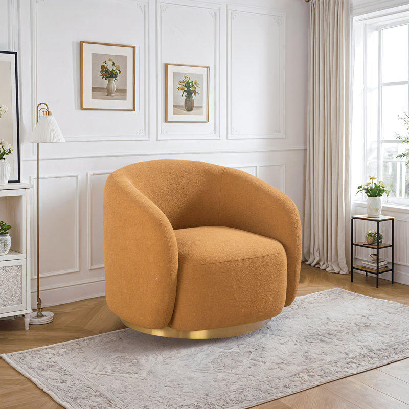 Chaise pivotante rembourrée Dove, Peluche jaune