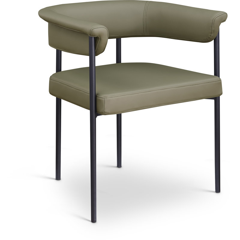 Kimyah 18.5'' H Faux Leather Upholstered Metal Armchair, Olive Vegan Leather