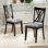 2 chaises de cuisine rembourrées en tissu de lin avec structure en bois d'hévéa gris