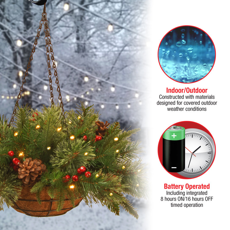 20 in. Colonial Hanging Basket with LED Lights