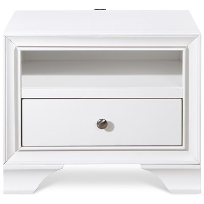 ClickDecor Edmond Wood 1-Drawer Nightstand with USB Charging Station by ClickDecor