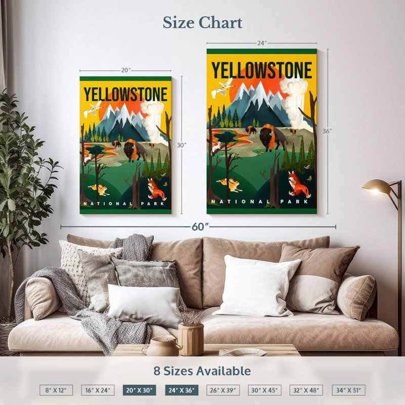 Alvord Yellowstone Park, H 36 po x l 24 po