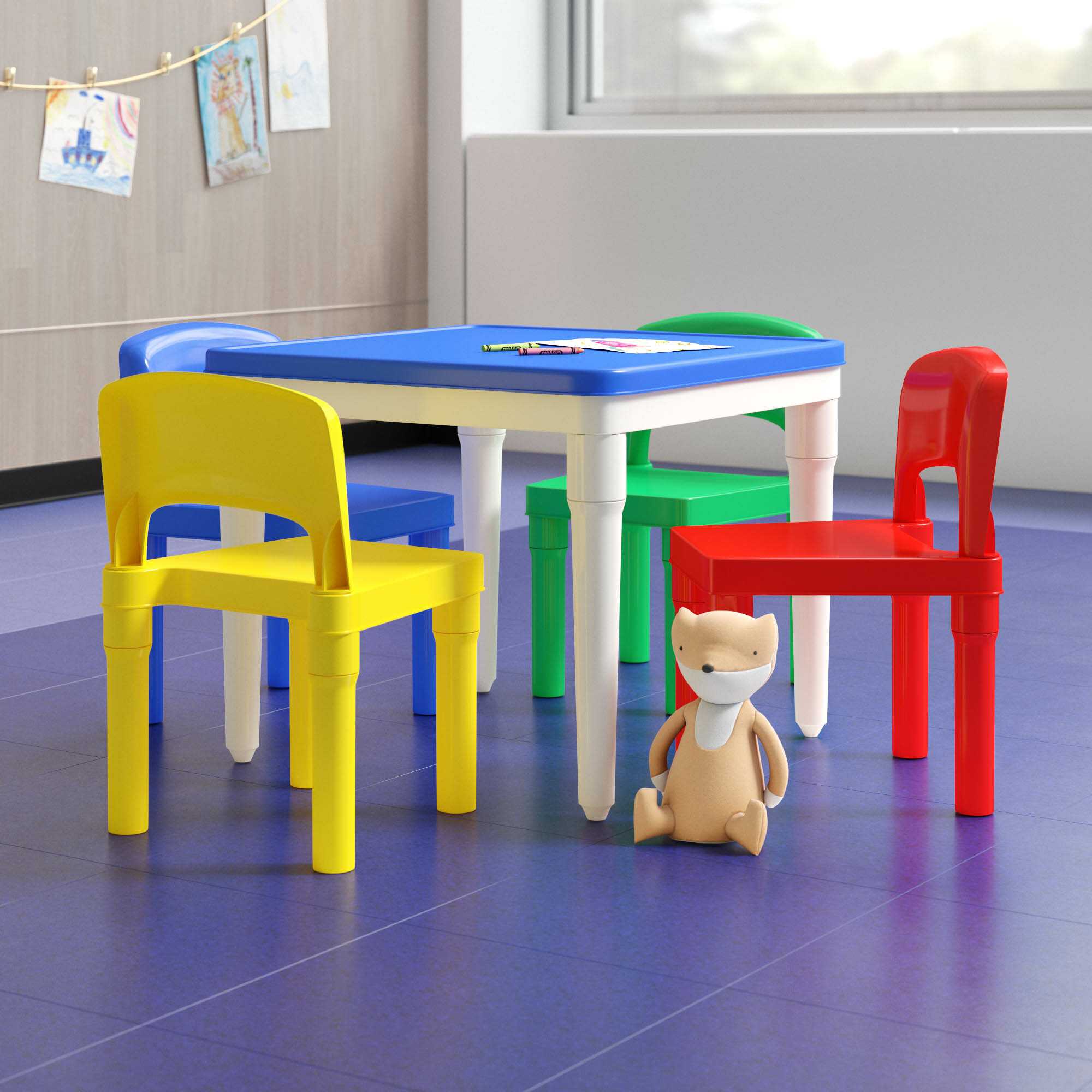 Tot Tutors Kids 5-Piece Table and Chair Set