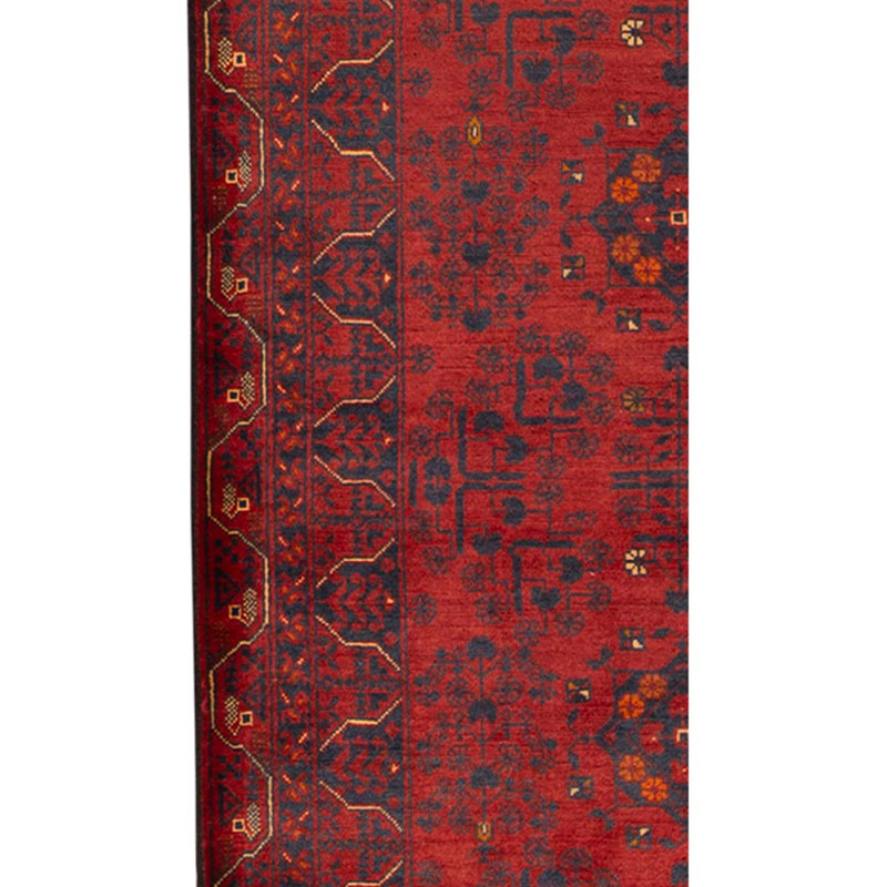 Tapis unique en laine noué à la main de 3 pi 3 po x 5 pi 2 po rouge / noir / or