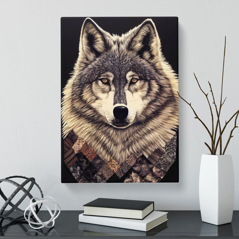 CAN-V0523-2918X Wolf Patchwork Vol.1 - Wrapped Canvas Print, 60cm H x 40cm W x 3cm D