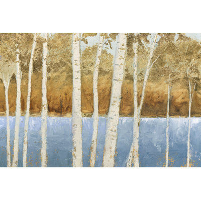 Lakeside Birches Crop by James Wiens - Wrapped Canvas Painting