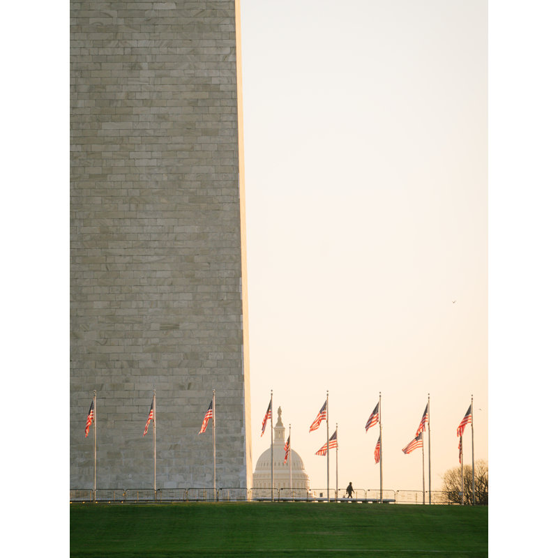 Washington Monument Flags Print by Angela Pan, Black Framed Paper, 21.25" H x 17.25" W