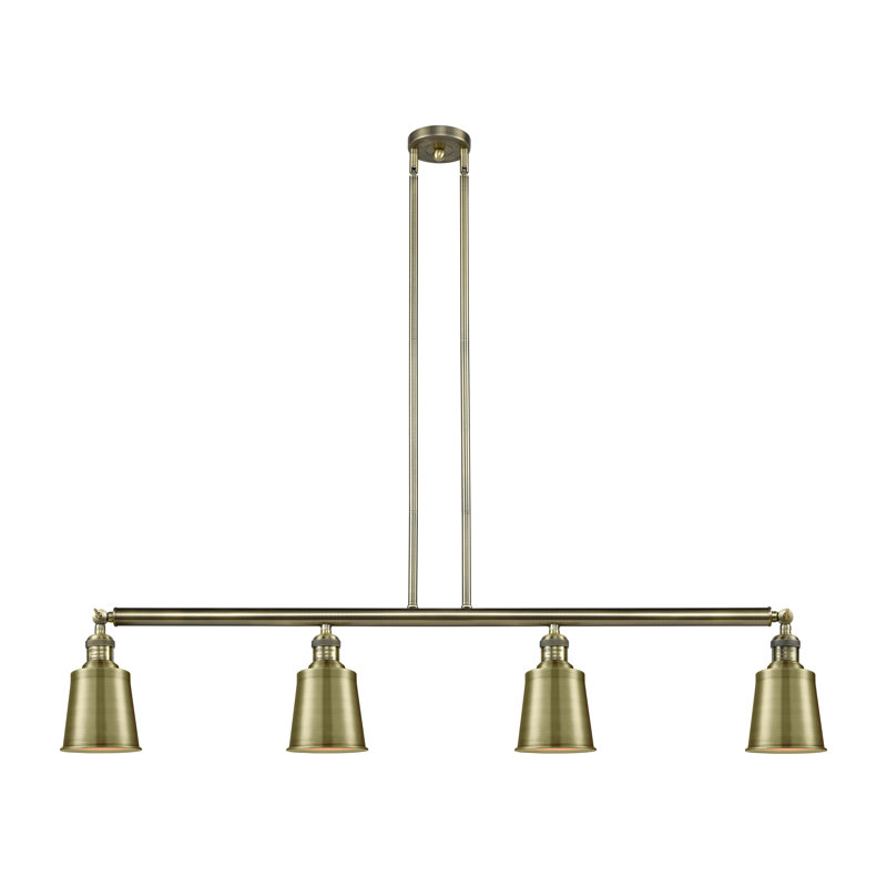 Addison - 4 lumières - 50 po - Nickel poli - Tige suspendue - Îlot réglable, Silver, Polished Nickel, 6 Watts