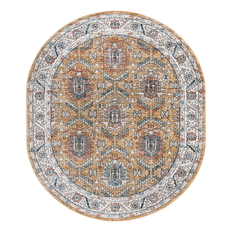 Weingartner Performance Mustard Yellow/Ivory/Blue Rug