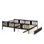 Lit superposé double au-dessus de double avec lit gigogne simple et échelle-864823432