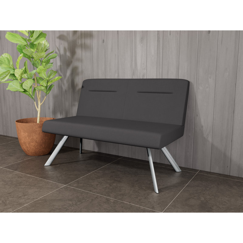 Causeuse sans accoudoirs Willow, Chrome, Noir Visite Libre - tissu uni