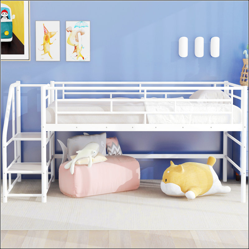 Mid Loft Bed With Storage Stairs