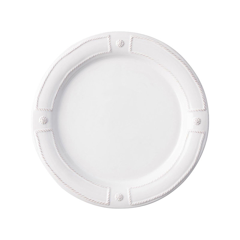 White Ceramic Embossed Cottagecore Salad Plate Set