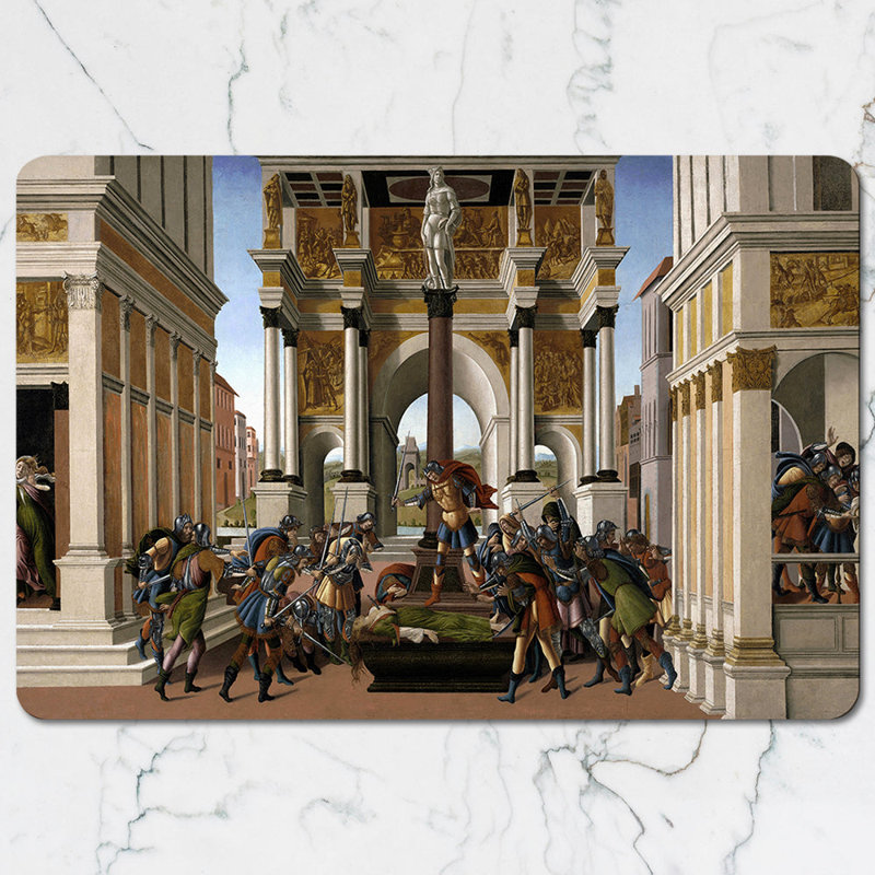 Placemat And Coaster Set Medieval Battle Scene In Classical Architecture