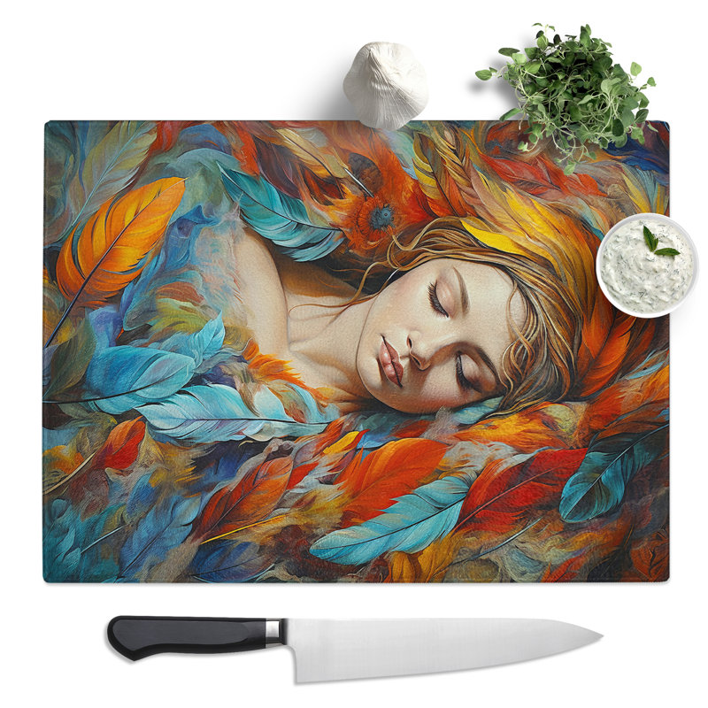 Feather Woman No.1  Glass Chopping Board