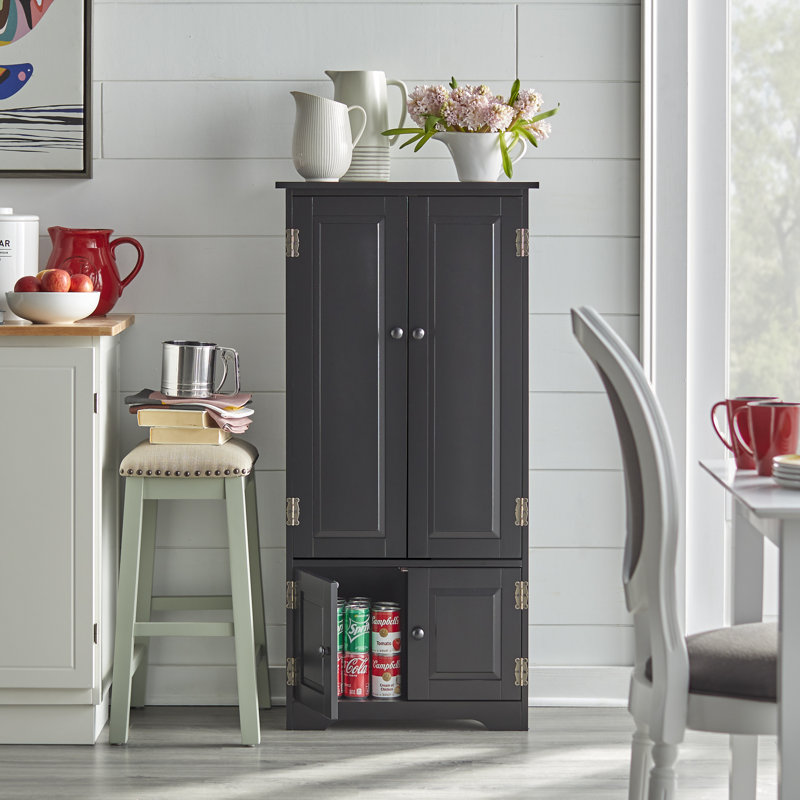 Harsens 48.25 " H Kitchen Pantry with Adjustable Shelves, Black