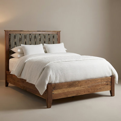 Fireside Lodge Heartland Walnut Upholstered Bed - Cal King - Upgrade Fabric