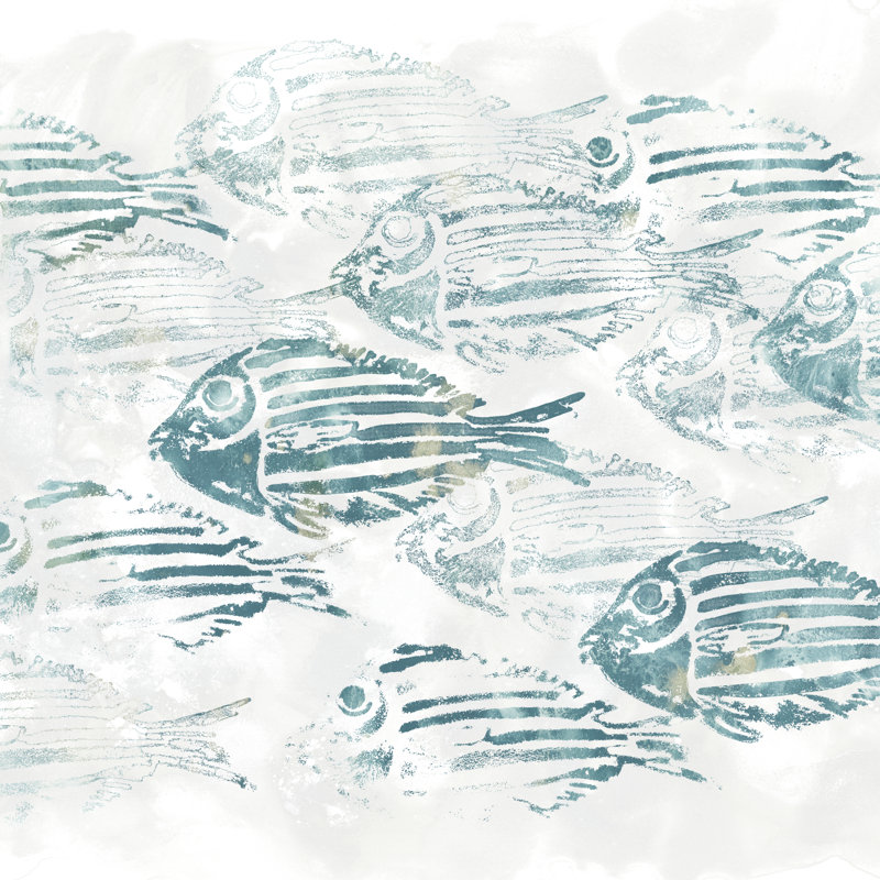 Sealife Batik II by June Erica Vess - Wrapped Canvas Painting, 30cm H x 30cm W