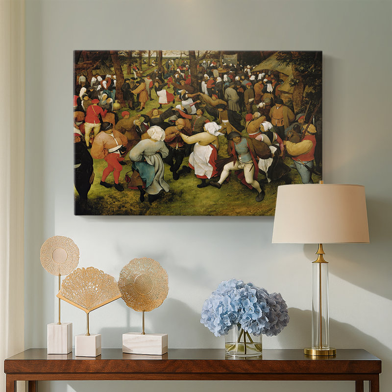 La danse paysanne - Pierre Bruegel l'Ancien - Toile tendue avec châssis-c. 1569, 12 x 18